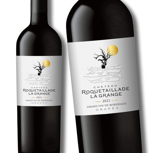 Design Label redesign: Attractive French Wine Label representing a carved rock por Debdutta*