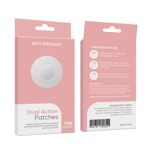 Pimple Patch PACKAGING to appeal to FEMALE BEAUTY user Design by Rajith Shantha