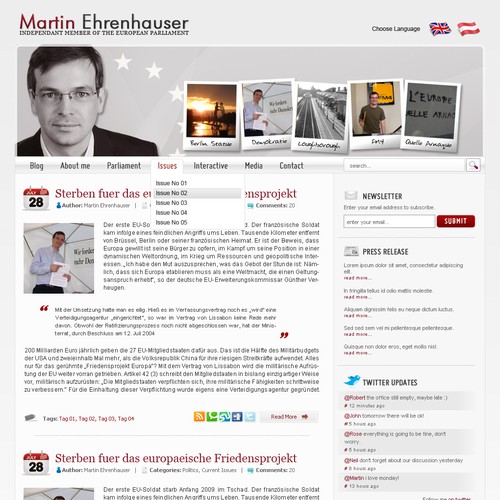 Wordpress Theme for MEP Martin Ehrenhauser Ontwerp door Koben