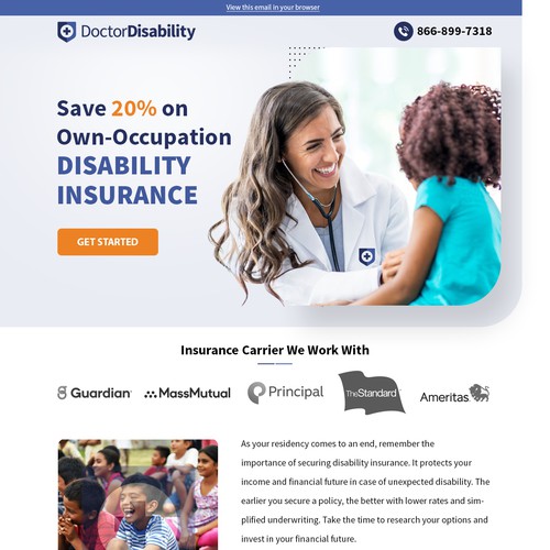 Design an email template for disability insurance for doctors Design by Atul-Arts