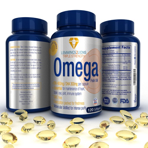 Create a wow factor label for an Omega 3 fish oil label Design by Modelab X