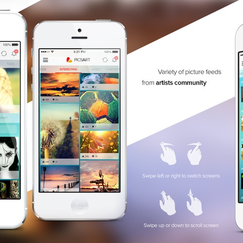 Award winning design for best in class mobile app PicsArt Design by strengthinpixels