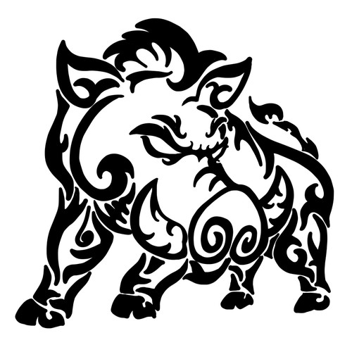 pig tribal tattoo
