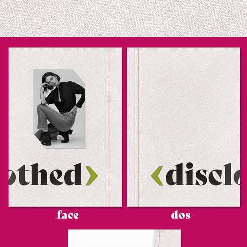 Design d'une pochette cartonnée type "sous-dossier" avec rabat. Univers couture et mode. Design by Ameline Studio