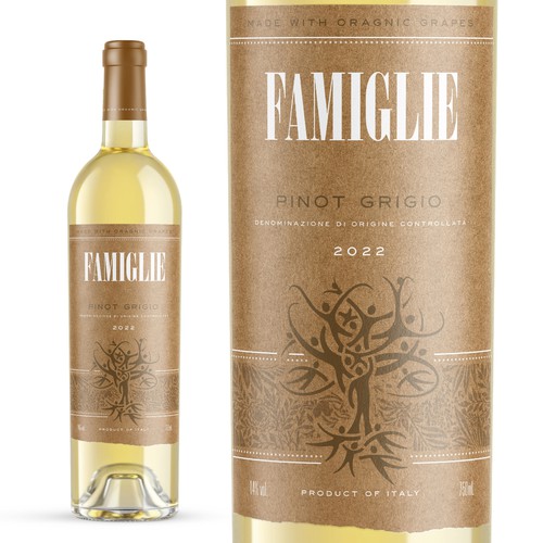 Famiglie Sustainable orgnaic label/wine - use the family tree logo on the old lable Design by thelosticeberg