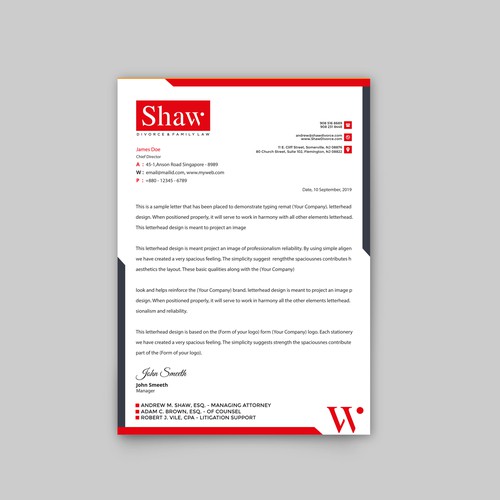 Letterhead for Divorce & Family Law Firm; Modern, Conservative Design Design by Vect Box