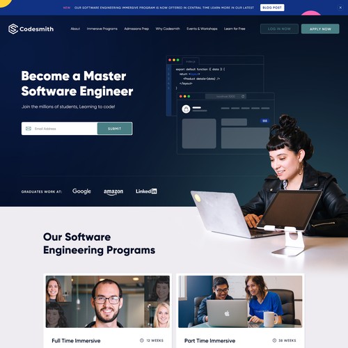 "New website homepage design to attract software engineering students" Design by Interframers™