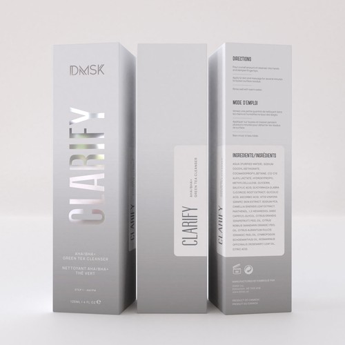 Luxury, high-end product box design for facial cleanser. Design by DG[Graphix]