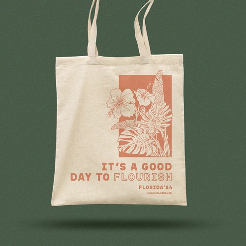 Tote bag design for an in-person event in Florida! Réalisé par margorite