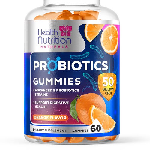 Healthy Probiotic Gummies Label needed for Health Nutrition Design by JOHN's_AlphaCreation