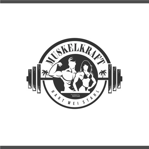 Create a logo for cool outdoor Gym in the „golden age Bodybuilding times“ style. Design by Dheldraw