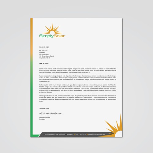 "Renewable Energy Company Letterhead" Design réalisé par Tcmenk