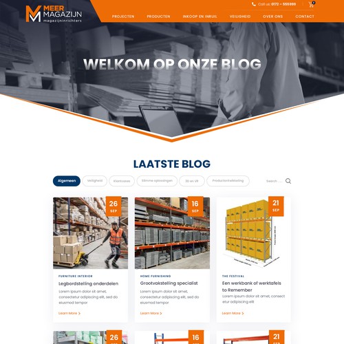 Creative website templates for a leading pallet racks company_ Meermagazijn Design by MercClass