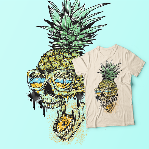 Aloha pineapple skull t shirt for lifestyle brand T shirt contest 99designs