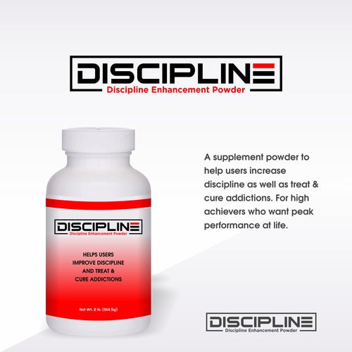Product logo for discipline enhancing & addiction treatment supplement powder. Design by eonesh
