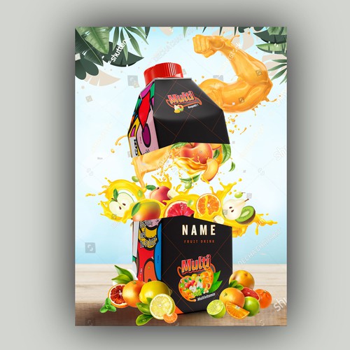 Dynamic poster design for Fruit Juice advertisement Design réalisé par allMarv