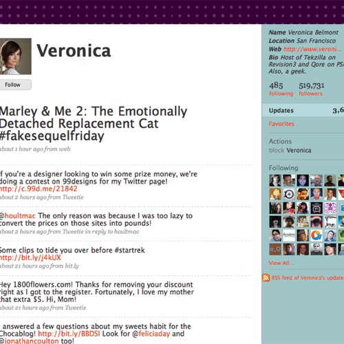 Design di Twitter Background for Veronica Belmont di Brooke Rochon