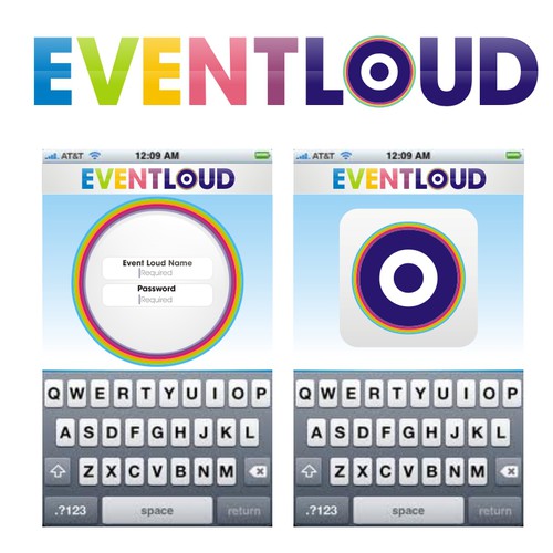 EventLoud iPhone App Logo+Splash Screen Design Diseño de Design Stuio