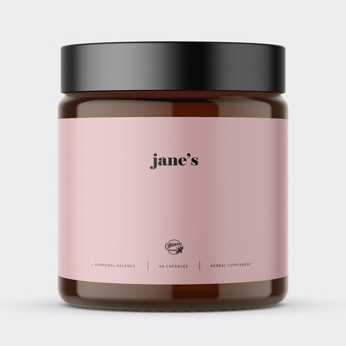 Minimal supplement label design Design by Lady Goga