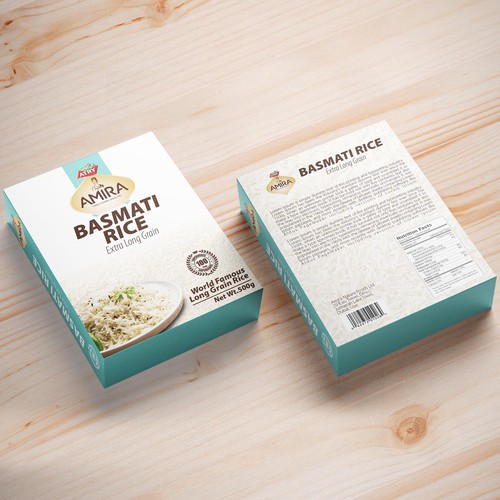 Erstelle ein Verpackungsdesign für eine Premium-Reismarke