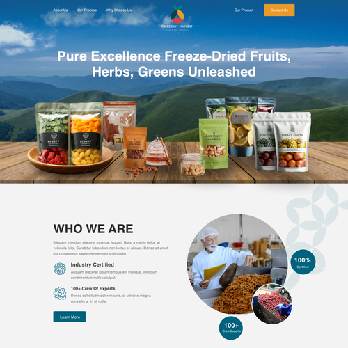 We need a web design for a freeze dried product factory in Kenya Design by FuturisticBug