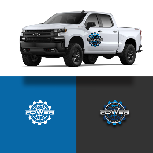 Can we put the logo on a 2020 White Chevy Silverado crew cab truck, on the front door Design by kimna.dsgn