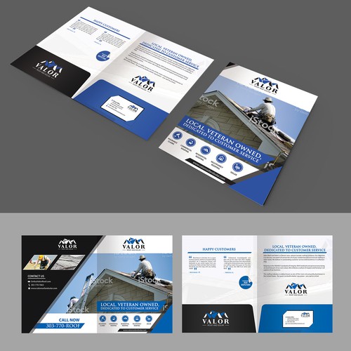 Presentation Folder Design, fast growing roof & solar company in Colorado.  Help us stand out! Design by Schöpfer