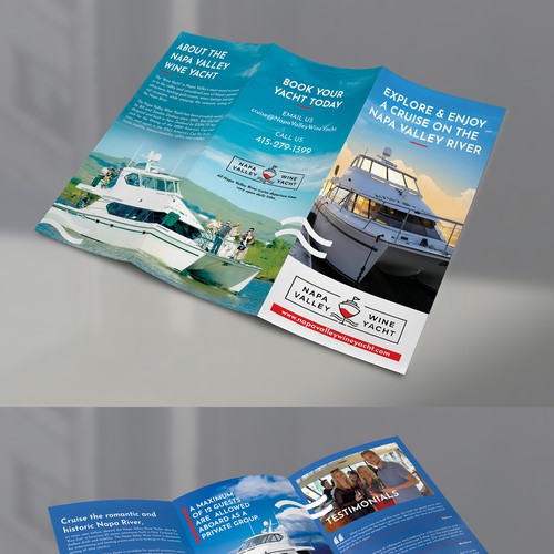 Tri-fold brochure for Napa Valley Wine Yacht tours Design by Green wings