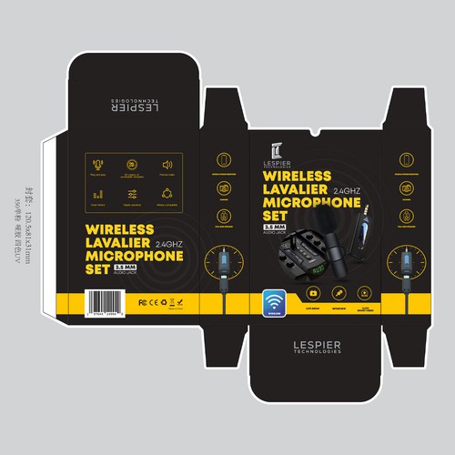 Need modern & catchy packaging design for wireless microphone set Design by #hjp