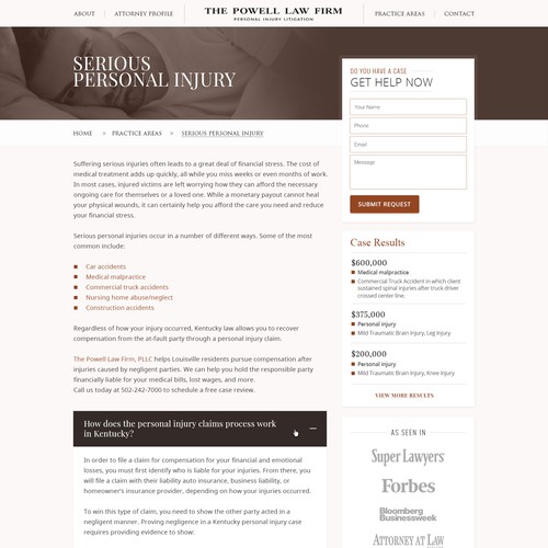 Personal Injury Law Firm - Site Redesign Design by Smashing Boys