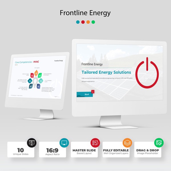 Design by SAAAS Studio ❤︎ titled "Frontline Energy Company PowerPoint Presentation"