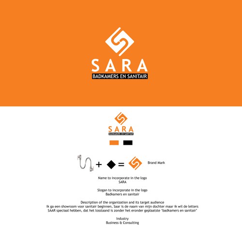 Logo moet SARA zijn ipv saar, letters moeten beeldmerk worden, ‘Badkamers & Sanitair’ eronder!! Design by Saddam Hosen