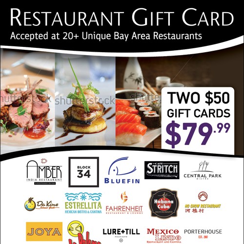 Design flyer for the restaurant gift card - content psd attached, Postcard, flyer or print contest