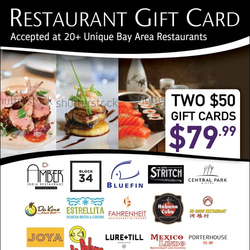 Design flyer for the restaurant gift card - content psd attached, Postcard,  flyer or print contest