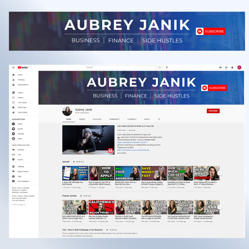 Banner Image for a Personal Finance/Business YouTube Channel Design by Avon_John