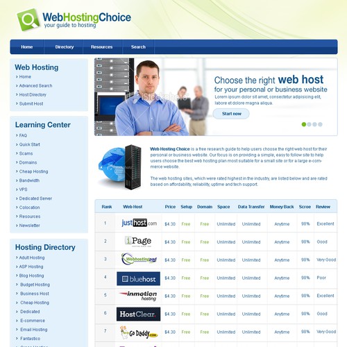 Redesign WebHostingChoice.com Design by Creative Chef