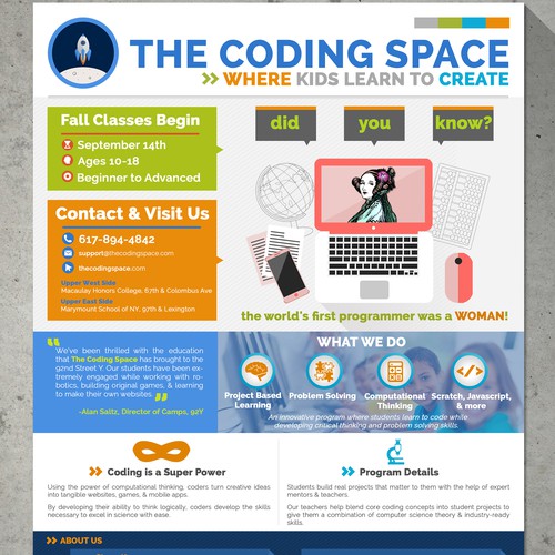 Create an awesome flyer for teaching girls to code | Postcard, flyer or ...