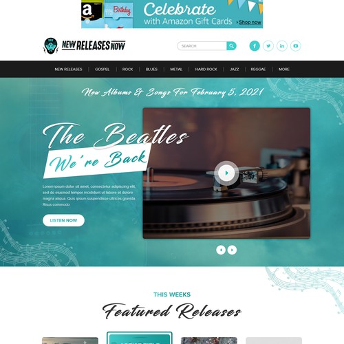 Designs | Design a vintage record store inspired music website! | Web ...