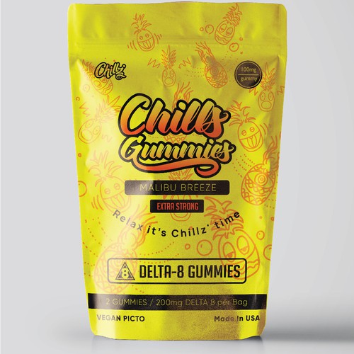 CHILLZ CBD Brand need his new packaging for his DELTA 8 Gummies Design by Filez.