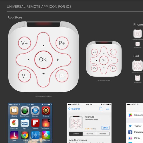 Remote control icon for iOS app Design by KurniawanAditia
