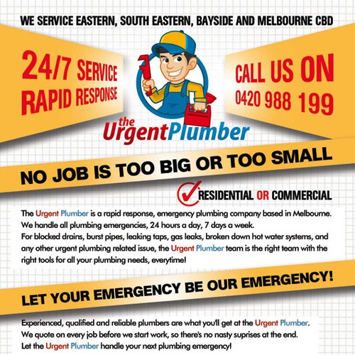 Create the next postcard or flyer for The Urgent Plumber Diseño de ClassEDesign313