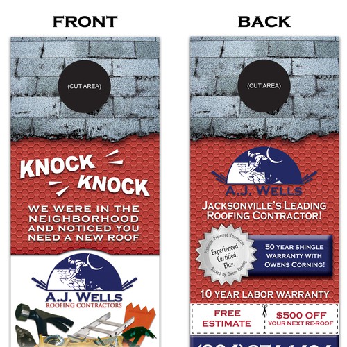 Door Hanger Design for A Roofing Company  デザイン by Mandamae033