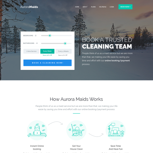 Design by eonics titled "Webpage design for Maid service company"
