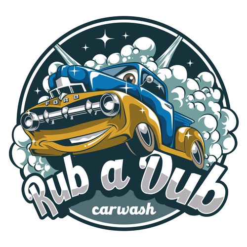 A funny logo for a tunnel carwash. Colorful. Design by Agustianrexy