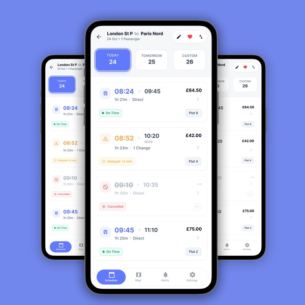 Navigation iOS app for train schedules