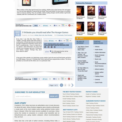 Help Best Fantasy Books with a new website design Réalisé par rosiee007