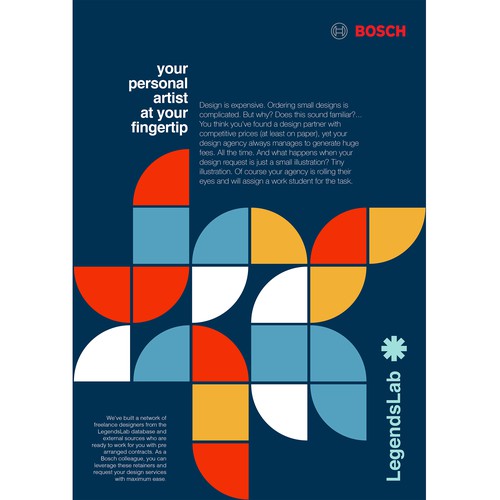 Flyer design for BOSCH; progressive service offering Design by Olivier Darbonville