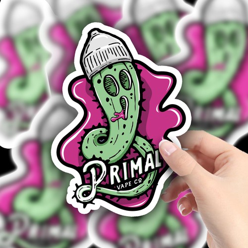 Design three stickers with our text logo and graffiti character