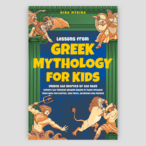 An eye-catching book cover design on Greek mythology for kids Design by DesignVibe