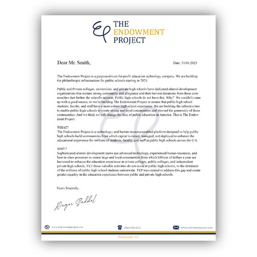 Clean, simple note design, The Endowment Project Design by irDesignx